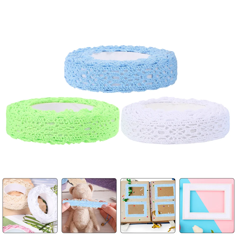 

3 Rolls of Decorative Tape for Photo Frame Lace Pattern Tape Ornament Lace Trim Tape Diy Tape Decor