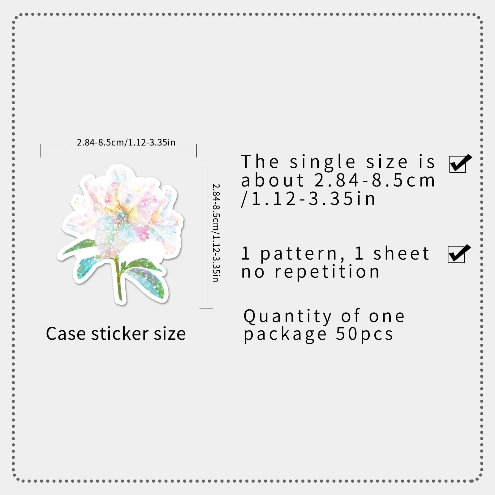 50PCS 깜박이는 꽃 스티커 레이저 식물 꽃 크리 에이 티브 홀로그램 방수 장식 전화 컴퓨터 스티커