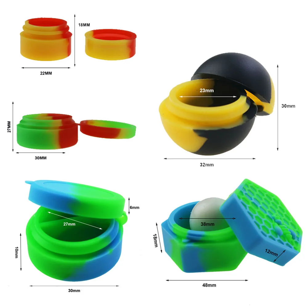Storage Jar 2/3/5/7/25ML Nonstick Silicone Container Non-stick Oil Wax Storage Box Silicone Jar Travel Face Cream Liquid Ointment Container Refillable Bottles