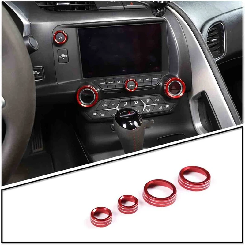Copri Pulsante Manopola Volume Ac Per Auto Per Accessori Chevrolet Corvette C7 2014-2019 Rosso