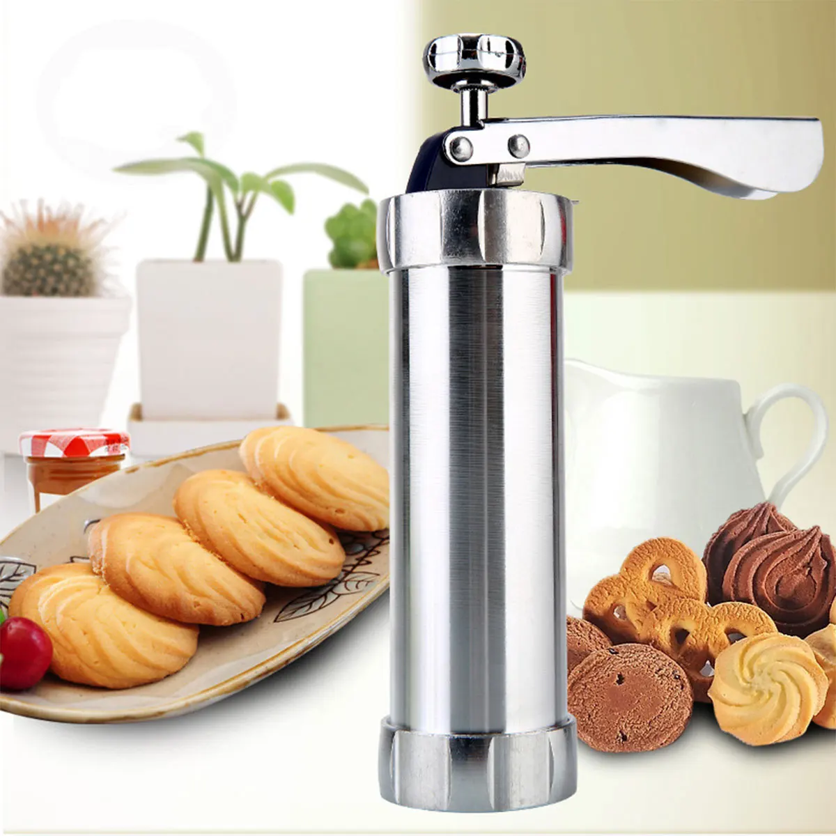 Cookie Mold Press Stainless Steel Cookie Press Tool Kit Biscuit Maker and Churro Maker Machine with 20 Discs