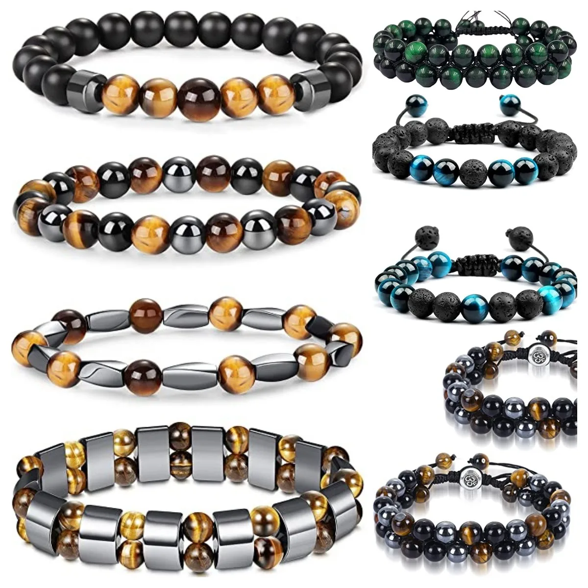 Natural Stone Beads Multicolor Tiger Eye Loose Spacer Beads Making Bracelets Jewelry DIY Accessories Pick Size 4/6/8/10/12MM loose stone beads,natural stone beads,spacer beads,stone beads,loose beads,beads for jewelry making