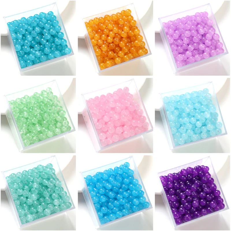 50-Piece Set of Vibrant Glass Imitation Jade Beads for Handmade Jewelry Crafting