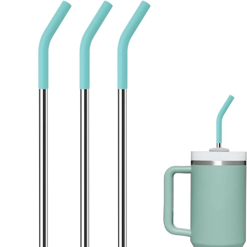 Straw Covers Silicone Metal Straws Tips Cover 8MM Wide Stainless Steel Reusable