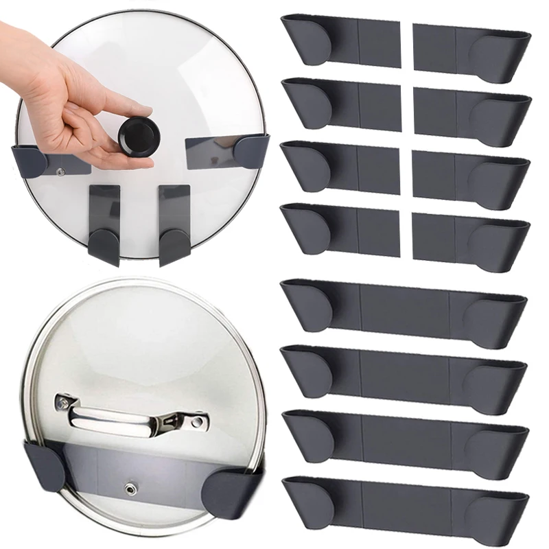 SelfAdhesive Pot Lid Organizer Rack WallMounted No Punching Household Kitchen Storage Holder