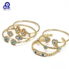 Lucky Eye Fatima Hamsa Hand Cross Heart Open Bangle Copper Adjustable Turkish Evil Eye Bangle for Women Girls Men Jewelry BE812 1
