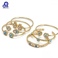 Lucky Eye Fatima Hamsa Hand Cross Heart Open Bangle Copper Adjustable Turkish Evil Eye Bangle for Women Girls Men Jewelry BE812 1