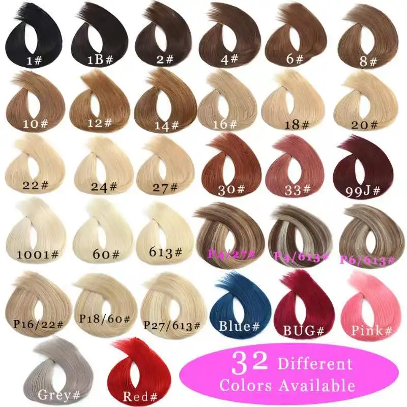 Grey/Pink 7Pcs Clip in Human Hair Extensions 100% Human Hair Clip in Natural Extensions Straight Hairpieces Remy #30,hair extensions