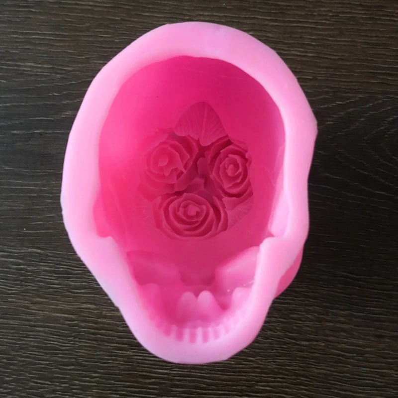 

3D Rose Flower Skull Candle Resin Casting Mold UV Crystal Epoxy Resin Mold Handmade Human for Head Skeleton Silicone Mol N0HE