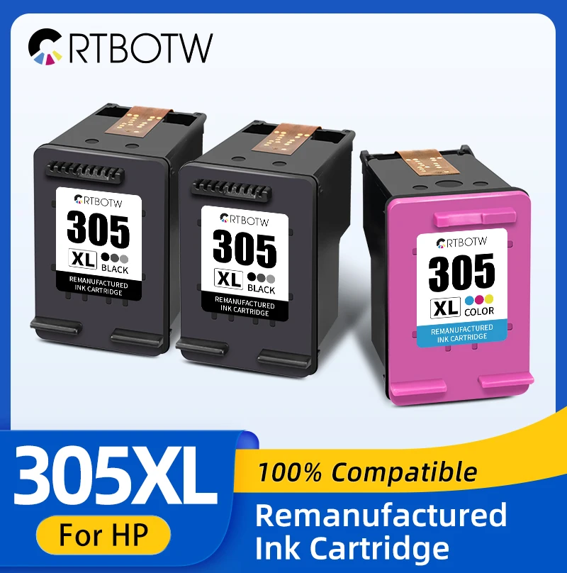 CRTBOTW Lot de cartouches d'encre reconditionnées 305XL 305xl HP 305 XL  pour cartouches d'encre HP 305 pour DeskJet 2710 2720 DeskJet Plus 4100  4130 Envy 6010 6030 Envy Pro 6420 6430 (noir et couleur) : :  Informatique