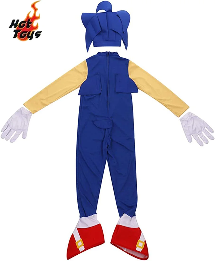 Hot Toys Kid Anime Game Sonic Superhero Cosplay Costume Children's Hedgehog Zentai Halloween Party Performance Bodysuit