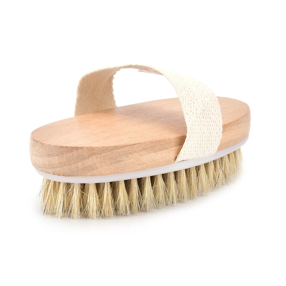 Hot Dry Skin Body Natural Bristle Massage Brush Soft SPA Brush Bath Bathing Massage Brush 6