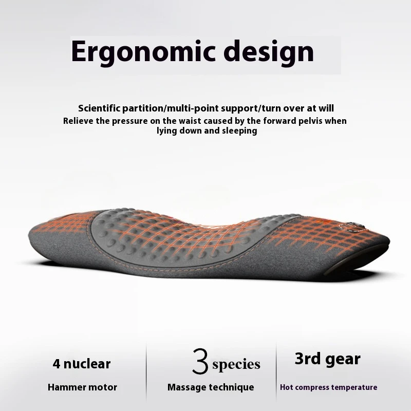 Waist Pillow Bed Sleep Lumbar Support Pad Constant Temperature Hot Compress Cushion Massage Relaxation Therapy Machine Vibrator