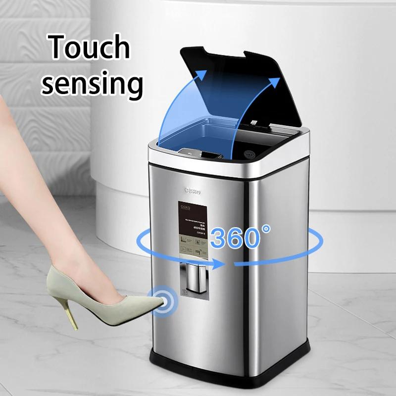 자동 센서 쓰레기통 대용량 쓰레기통 음식물 쓰레기 쓰레기통 주방 쓰레기 재활용 휴지통 청소 도구