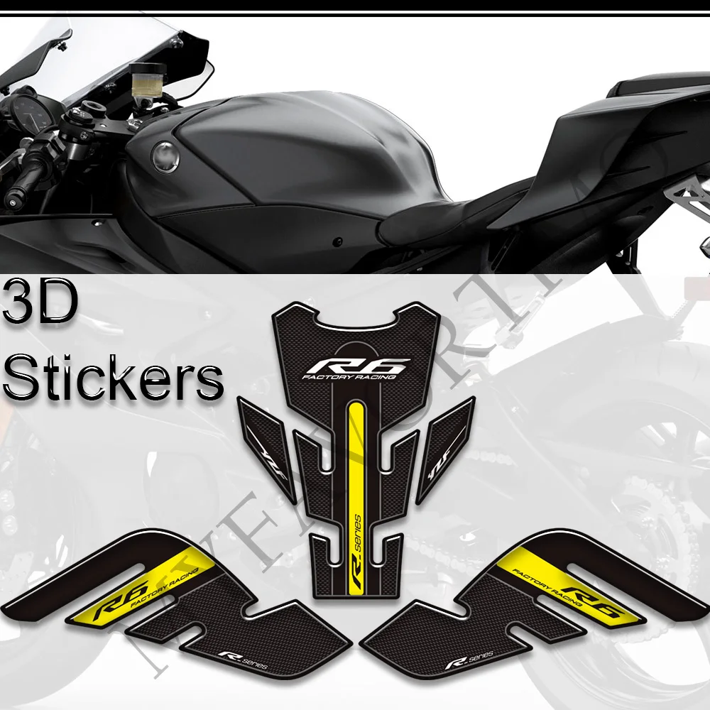 Stickers For YAMAHA YZF-R6 YZF R6 YZFR6 Decals Protector Tank Pad Side Grips Gas Fuel Oil Kit Knee 2017 2018 2019 2020 2021 2022 welly 1 12 2020 yzf r6 yzfr6 motorcycle models alloy model motor bike miniature race toy for gift collection