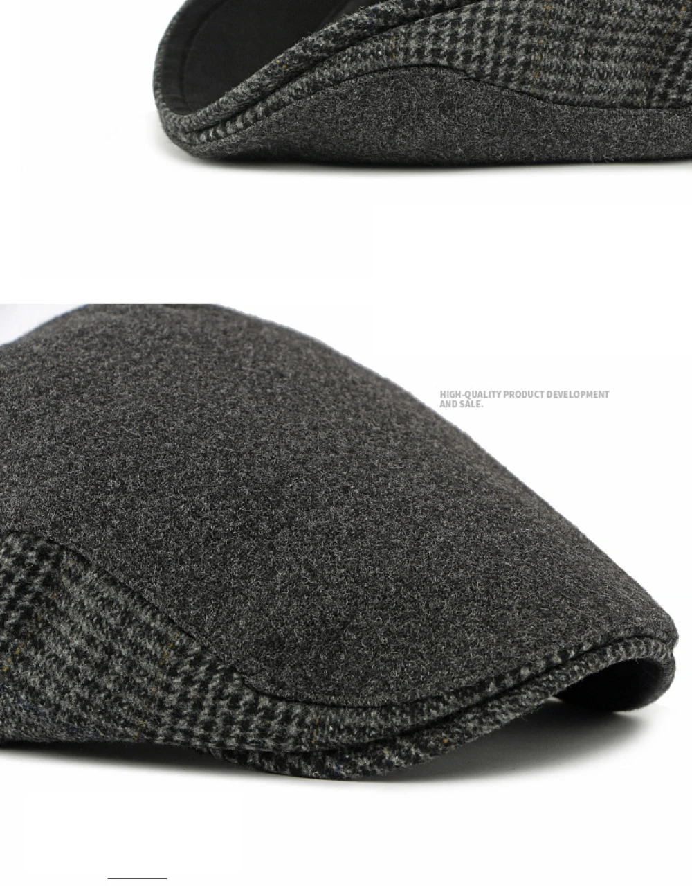 HT4939 Herren Berets Neue Dicke Warme Herbst Winter Wolle Baskenmütze Hut Frauen Männlich Weiblich Ivy Flache Kappe Fleece Gefüttert Einstellbare Baskenmütze Kappen – Detail 6