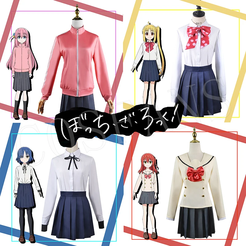 

Anime game HOLOUN Bocchi The Rock Cosplay Halloween Costume Gotoh Hitori Jk short skirt long Pants School Uniform Hoodie Wig