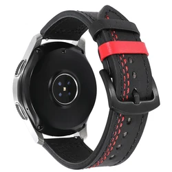 Premium Crazy Horse Leather Universal Watch Strap, 20mm - 22mm Adjustable Band - 22mm watch band (Black red 1)