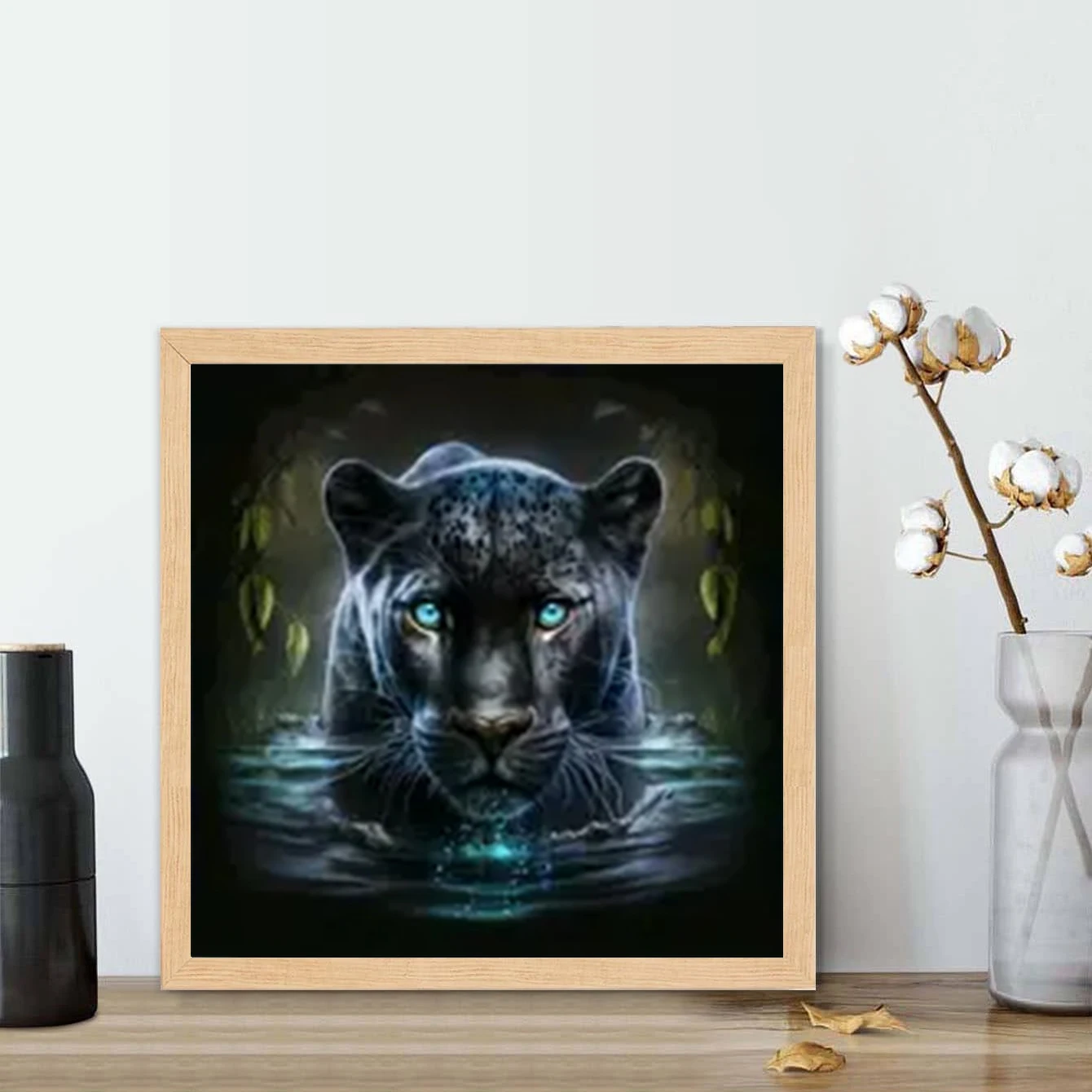5D Diamond Painting Kit Completo Pantera nera DIY Pittura Diamante Strass Ricamo a Punto Croce Dot Mosaico Tela Diamond Art per Casa e Pareti Decorazione Regalo (80x100cm,32 * 40inch