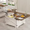 Lift Top Coffee Table with Storage, Square Coffee Table for Living Room with Wireless Charging, Farmhouse Coffee Table 5