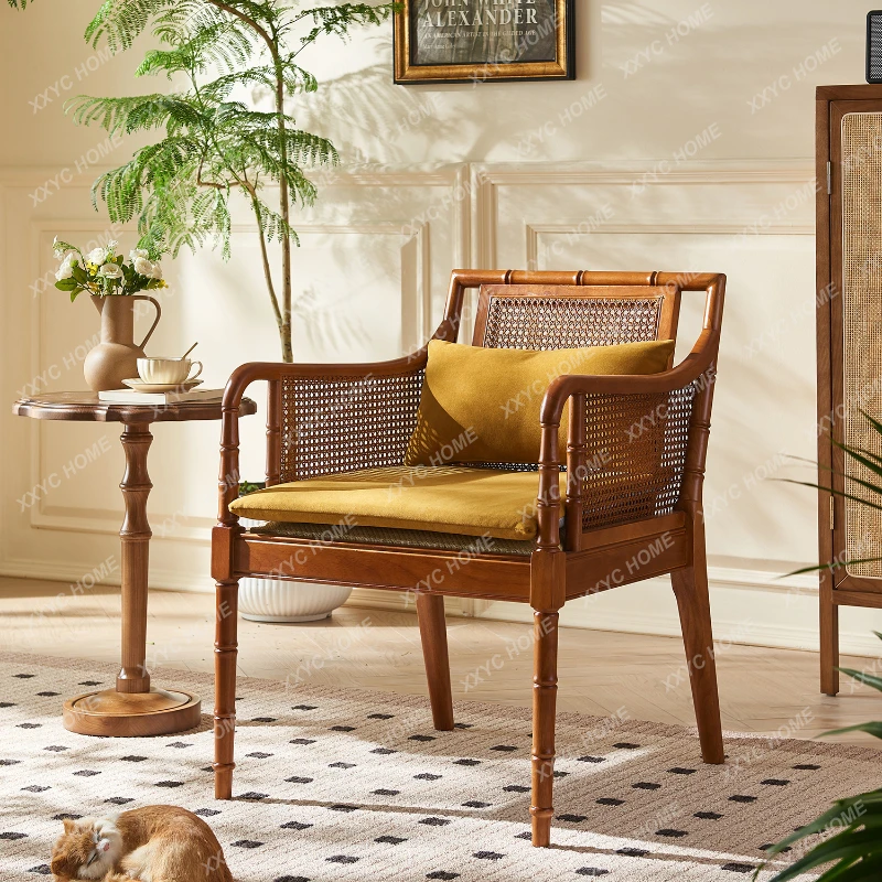 

Retro American Living Room Couch Solid Wood Home Leisure Chair French Armchair
