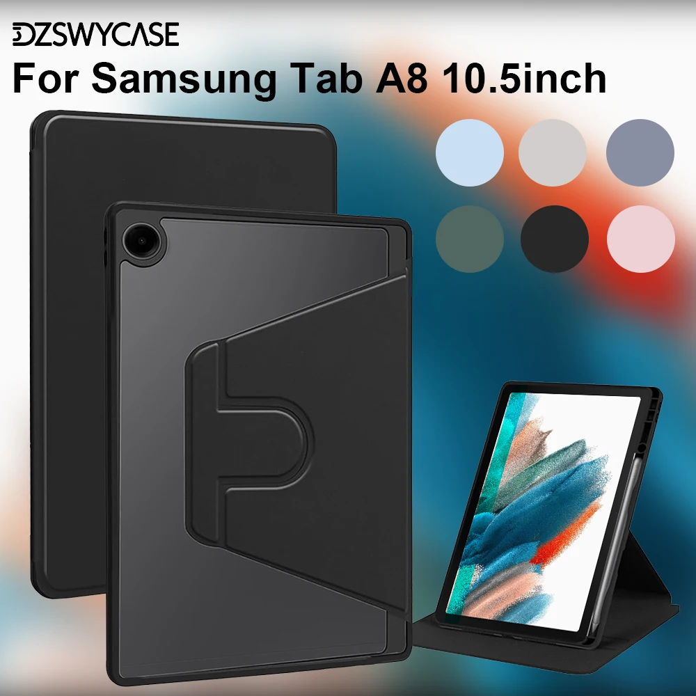 Lightweight Transparent Tablet Case with Pencil Holder and 360° Rotating Stand