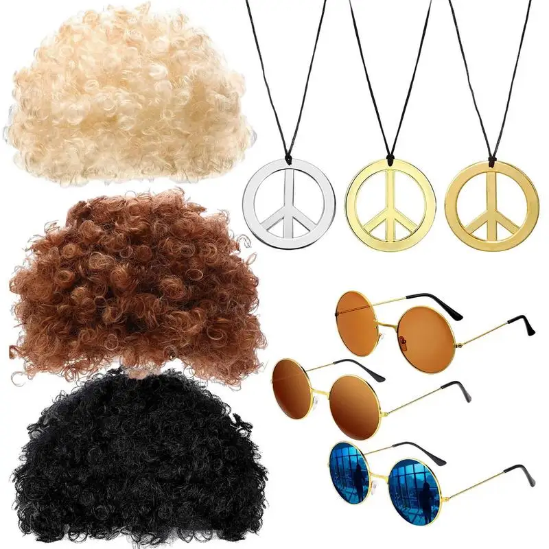 10 PCS Hippie Costumes, Hippy Accessories, 70s Fancy Dress