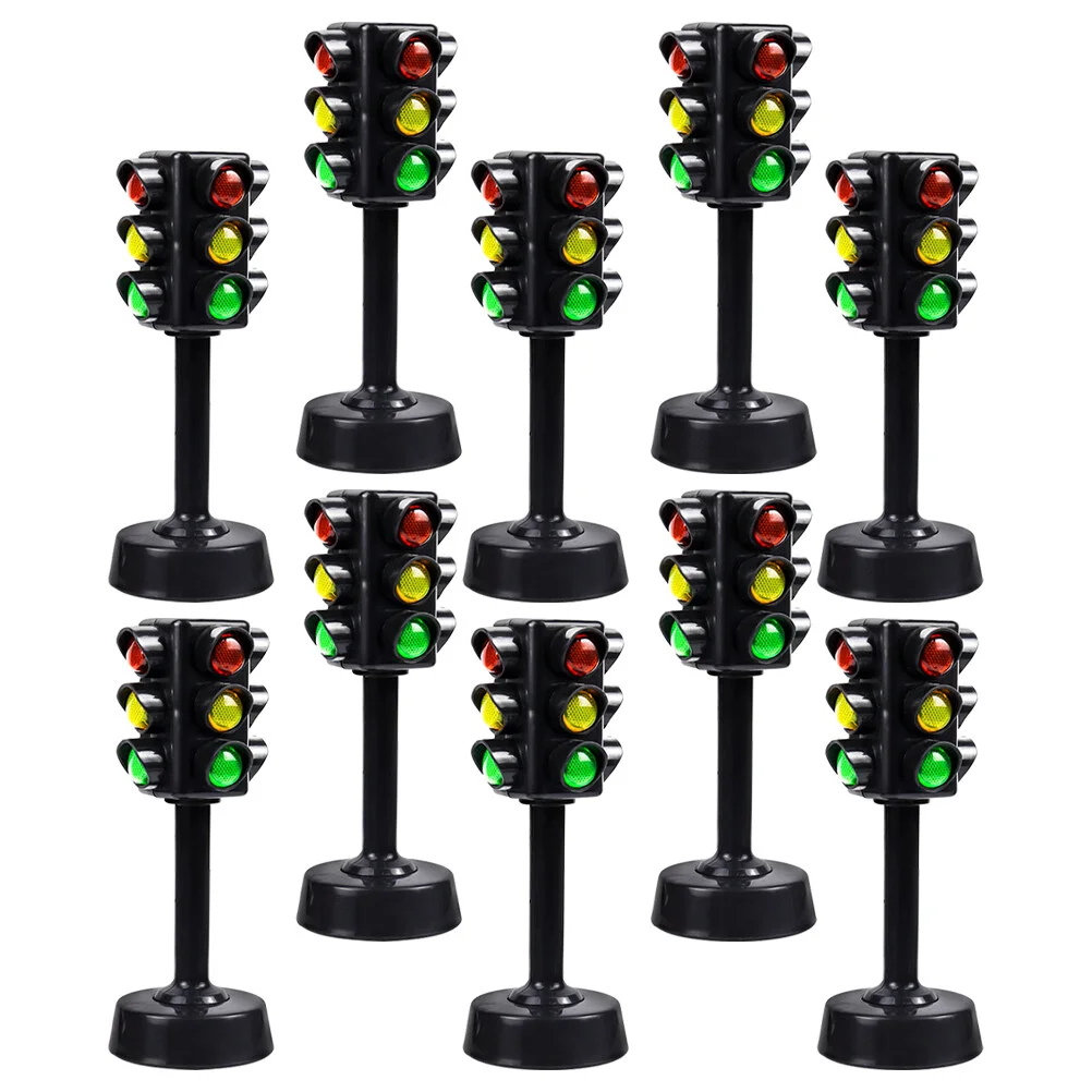 Traffic light toy 12 Pcs Set Children Toys Educational Traffic Signs Signal Light Model Stop Abs Toddler Playset Kids