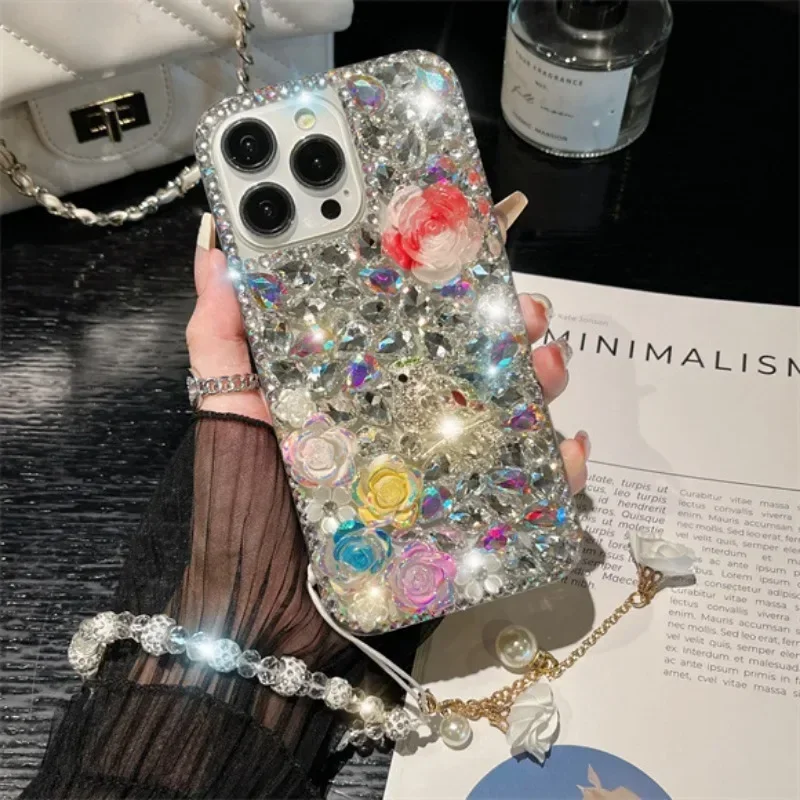 

Luxury Diamond Singing Birds and Fragrant Flowers Rhinestone Case For Xiaomi Redmi9A 9C Note8 9Pro Note10S Note11Pro 12Pro Cover
