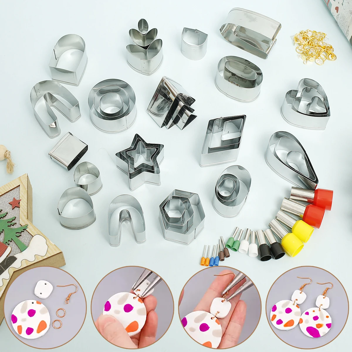 Set 18 Formine Per Argilla Polimerica - Taglia Biscotti E Crea Orecchini Fai Da Te - Viola