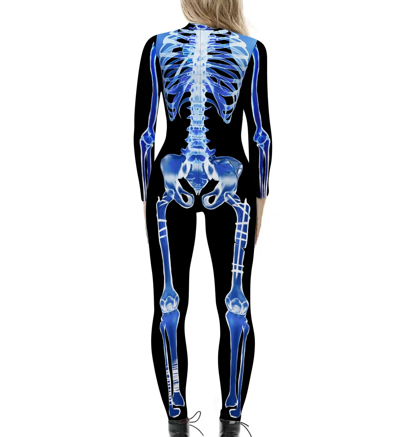 Halloween Horror Party Makeup Novelty White Bone Muscle Tissue Skeleton Skeleton Ball 3D Digital Printing Jumpsuit