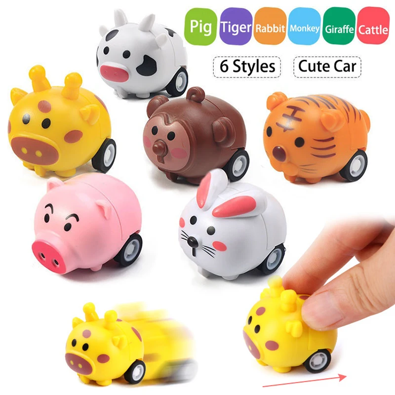 

Children Pull Back Car Toy Cute Cartoon Animals Mini Stunt Cars Toys Parent-Child Interactive Educational Toy Kids Birthday Gift