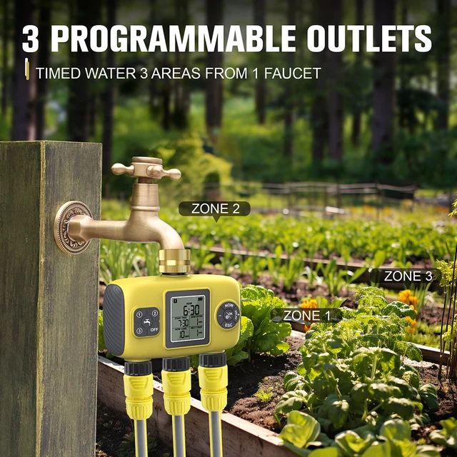 1/2/3-Outlet Smart Water Timer Intelligent Automatic Irrigation Watering System Sprinkler Timer Garden Programmer LCD Display 2