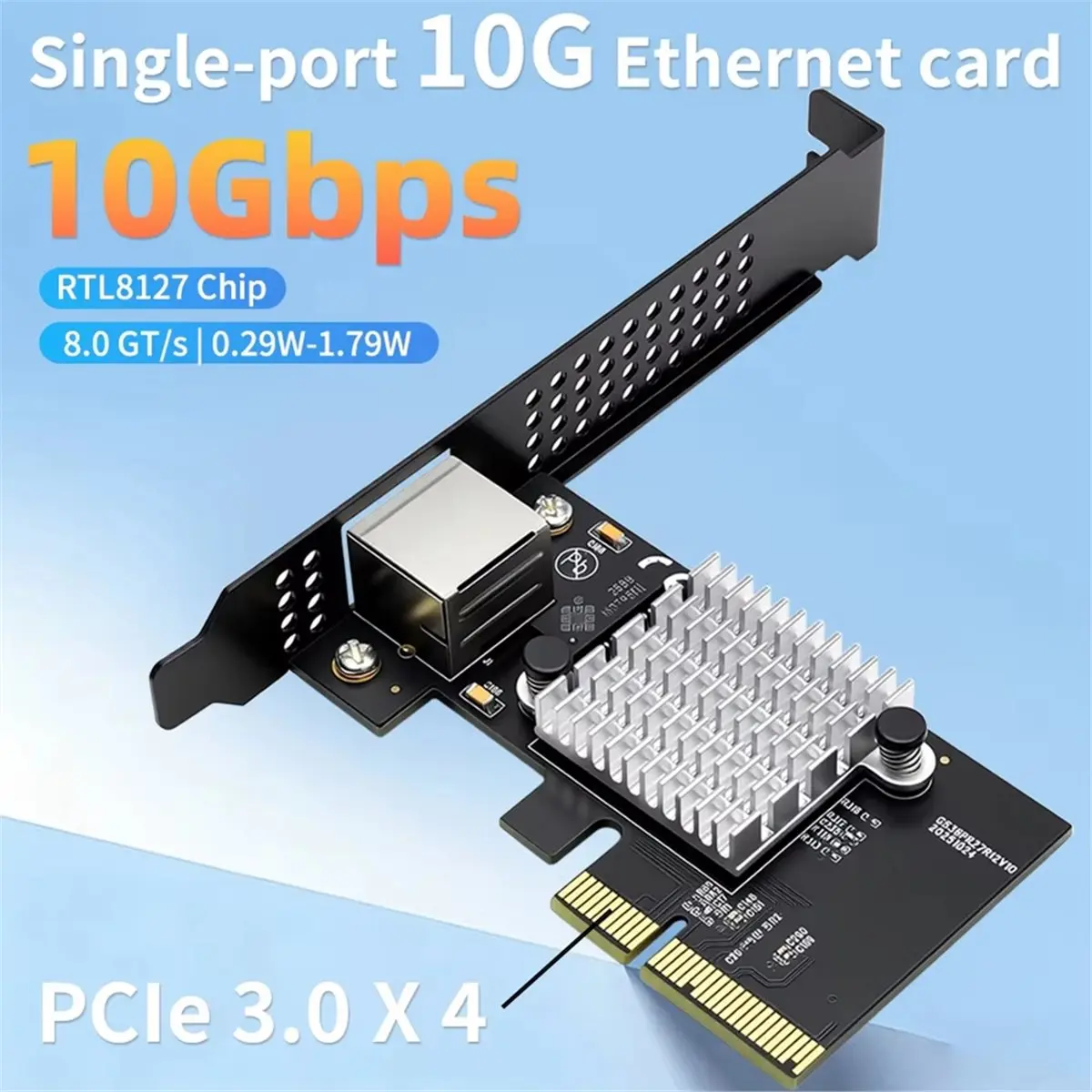 AAAE 업그레이드 PCIe 3.0 X4 1포트 10G RJ45 네트워크 카드 - Realtek RTL8127 (PXE) 서버 및 워크스테이션 NAS용 W 지원