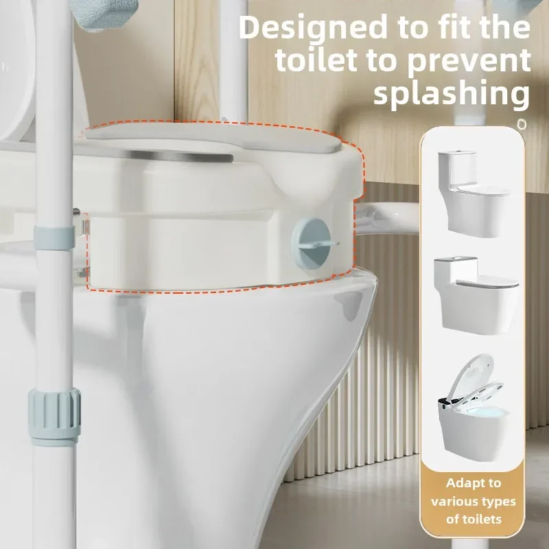 Disabled Toilet Booster Elderly Household Chair Cushion Assist Frame, Disability Aids Mobile Toilet Seat Heightener Armrest Rack 4