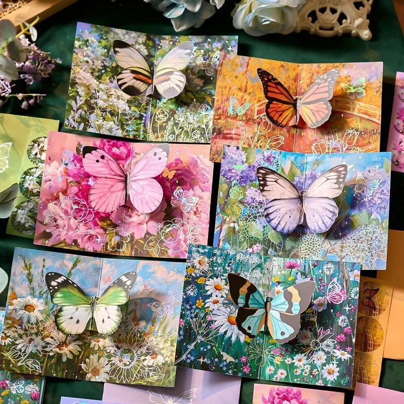 Greeting Cards New Fantasy Butterfly Birthday Christmas Card 3D Pop-up Greeting Cards Set Postcard Party Wedding Decor Creative Gifts Cards
