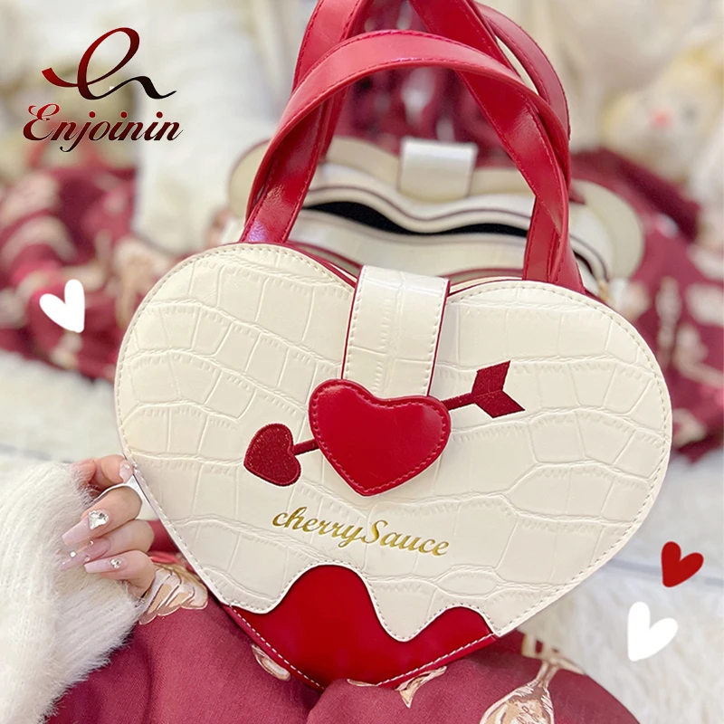 

Sweet and Cute Heart Design JK Purses and Handbags for Women Lolita Shoulder Crossbody Bag Kawaii Japanese Style Messenger Bag