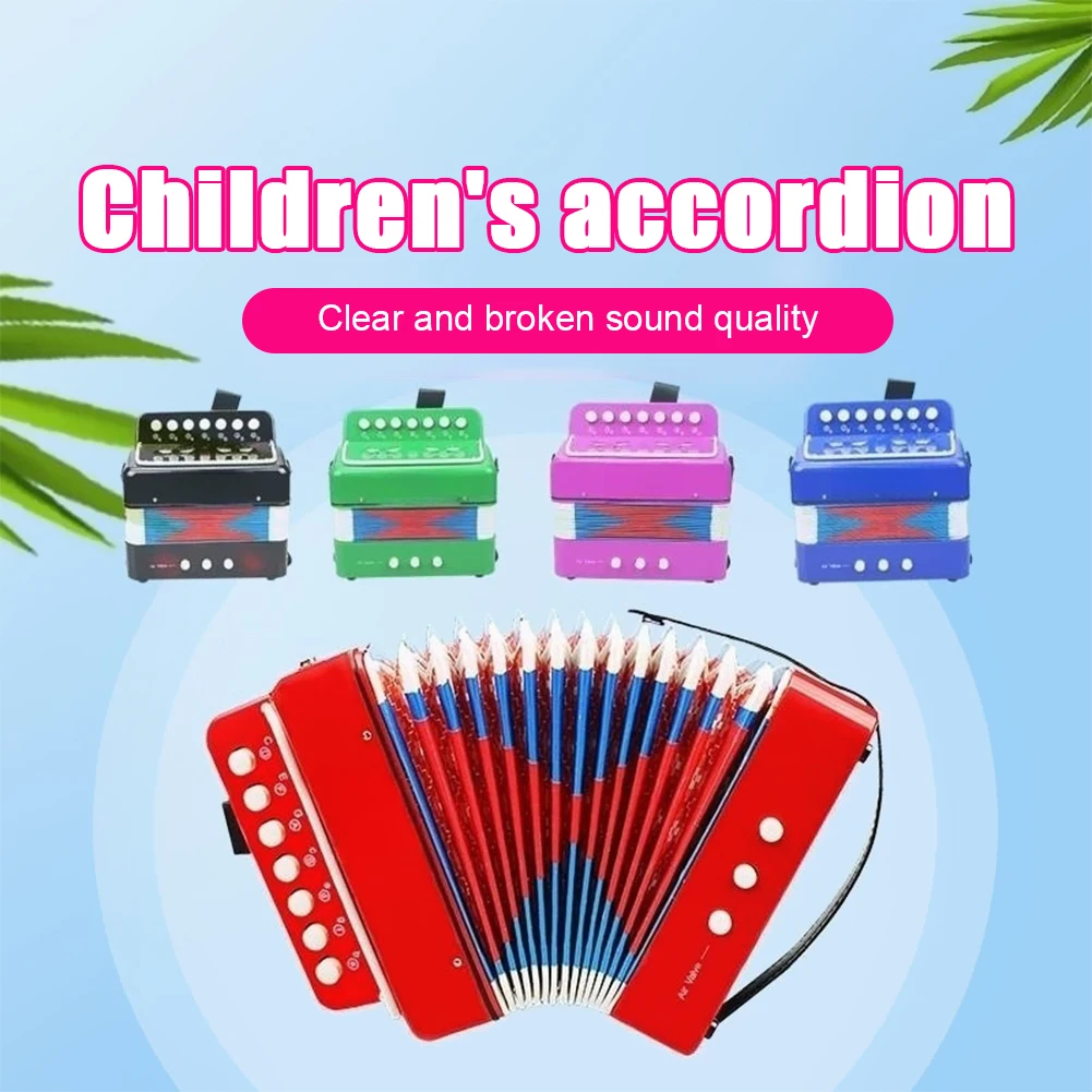 7 Keys Toy Accordion Multifunctional Instrument Kids Accordions Rounded  Sound Holes Anti-Slip Panel Button Carry Strap Gifts - AliExpress