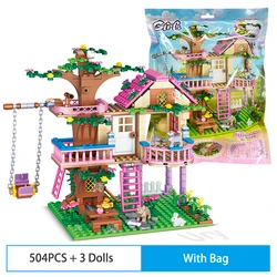 Treehouse Summer Villa Building Set with Figures - Creative DIY Garden Toy (504PCS - With Bag)