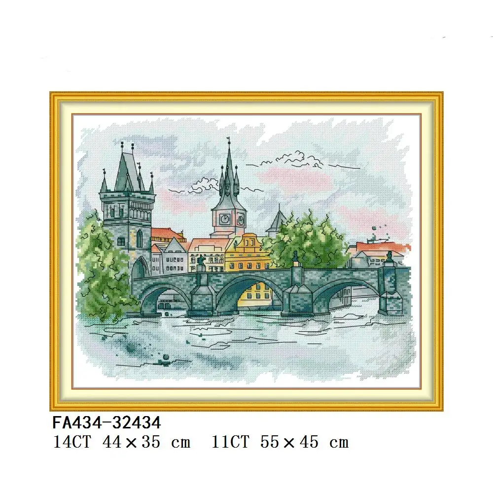 Joy Sunday cross stitch of Saint Petersburg Charles Bridge Blue Mosque Of Istanbul FA433 FA434 FA436