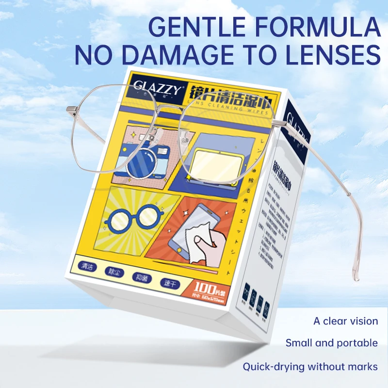 Glasses cleaning wipes 100pcs or 10pcs Count Disposable Glasses Cleaning Wipes for Glasses Screens and Lenses