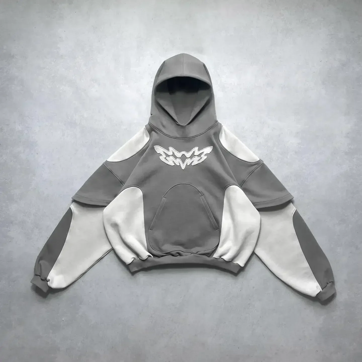 thumbnail image 1 of Sudadera con capucha de estilo Harajuku para mujer, con bordado geométrico, empalme gótico, Y2k, sencilla, para uso diario, con patrón suelto, informal, para hombre, 1 of 5