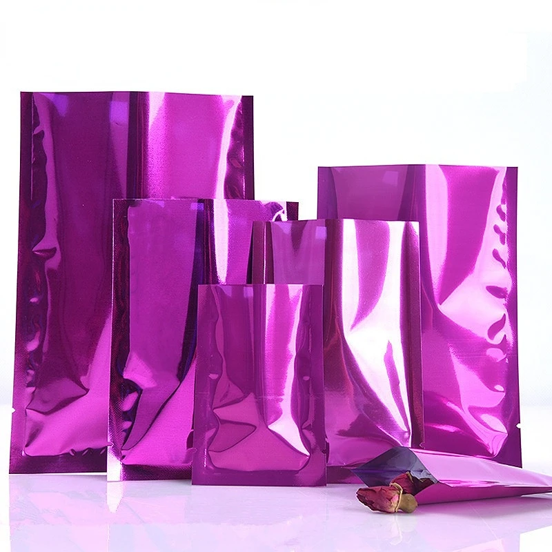 

100 шт Открытый Топ глянцевый фиолетовый мешок из алюминиевой фольги травяная медицина порошок капсула шоколадная бабочка термогерметизация подарочные мешочки