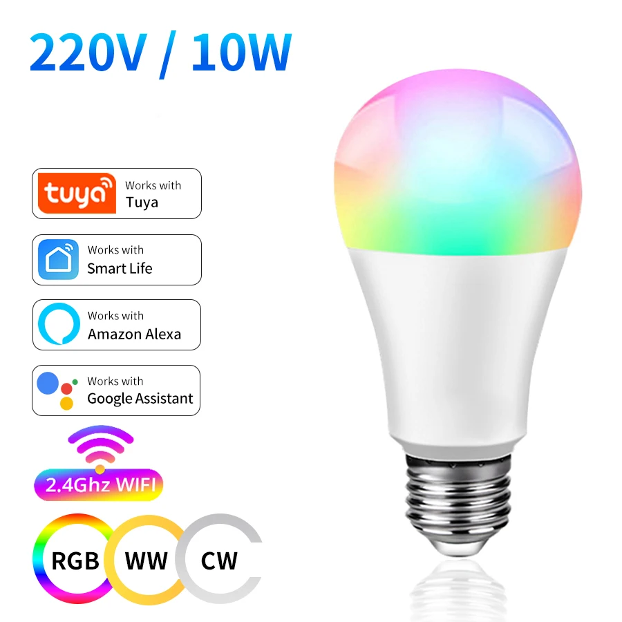 נורת LED חכמה עם WiFi Alexa 220V 110V 20W 15W 10W E27 RGB נורות חכמות Smart Life App Remote Google Home Voice Control