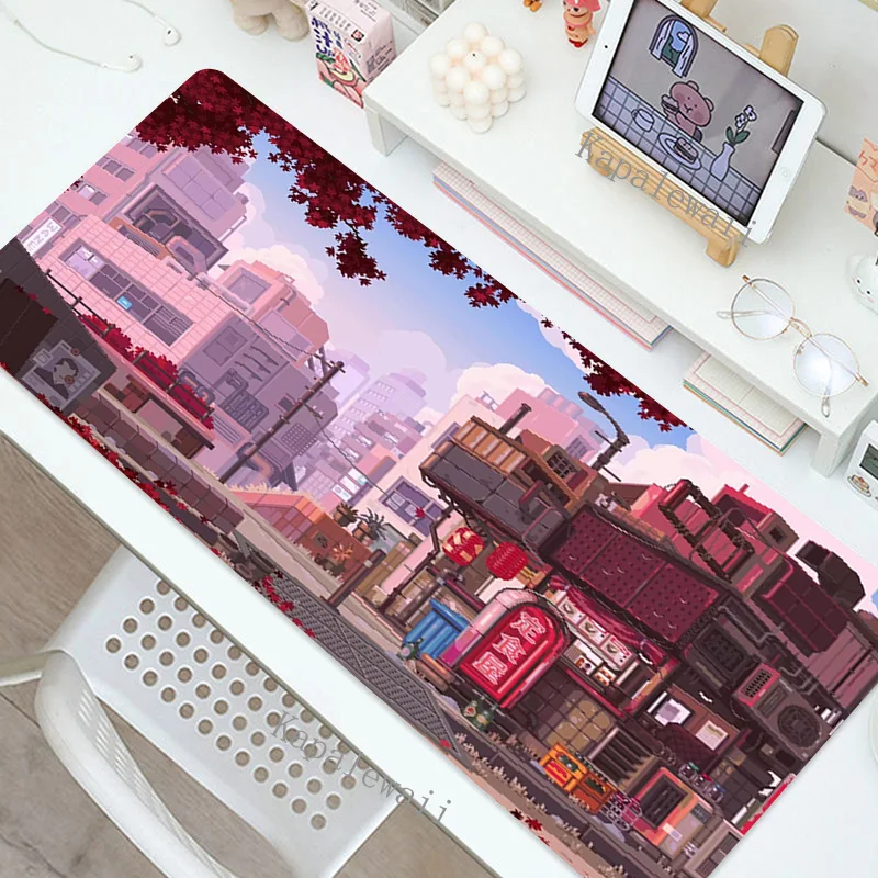 Large Kawaii Gaming Mouse Pad – Pixel Art Anime Design, XXL Extended Mat