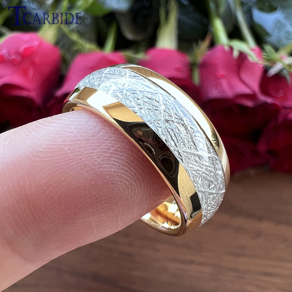 4MM 6MM 8MM Men Women Tungsten Engagement Wedding Band Bright Meteorite Inlay Valentine's Day Gift Jewelry Comfort Fit wedding rings
