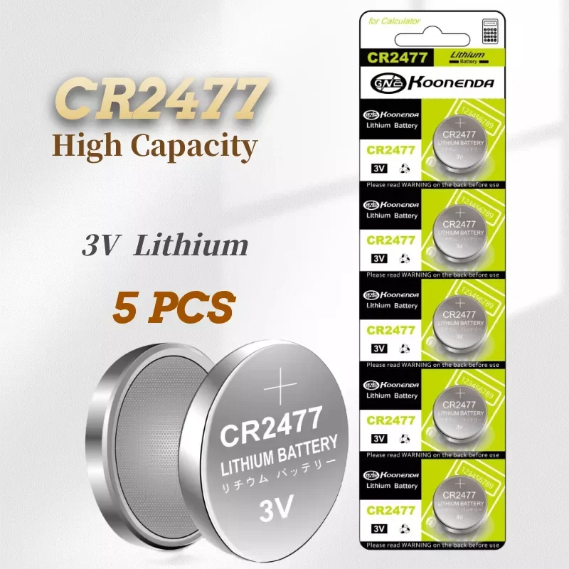 

New 5PCS CR2477 3V Environmental Friendly Button Battery Lithium Batteries for Electronic Watch Weight Scale Calculator