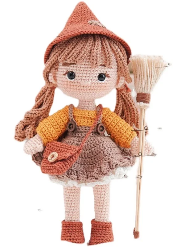 Girls DIY Yarn Crochet Materials Kit Cute Clown Witch Doll Embelliment Non-Finied Product Cotton Yarn Hand Crochet Kit