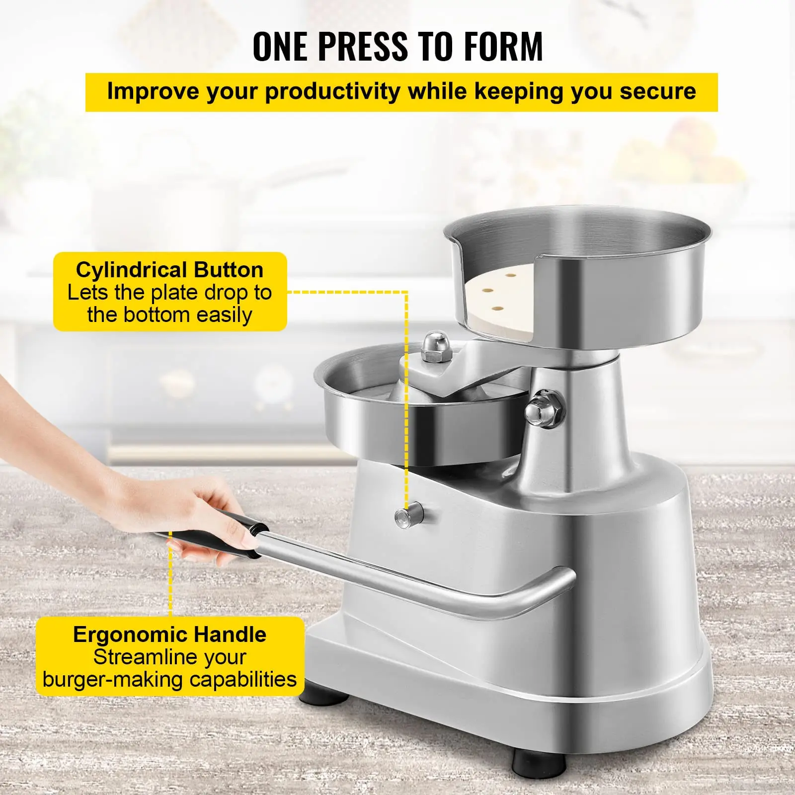 Hamburger Patty Maker 10cm/4inch Stainless Steel Burger Press Heavy Duty Beef Meat Forming Machine With 500Pcs Parchment Paper