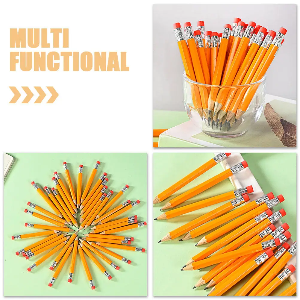 72Pcs 골프 연필 미니 휴대용 나무 연필 대량 지우개 교실 파티 이벤트를위한 부드러운 쓰기 연필 팩